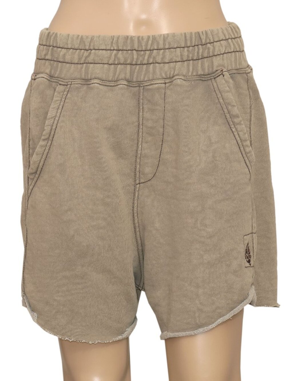 Free People FP Movement All Star Solid Sweat Shorts Brown Smocked Pull On New S